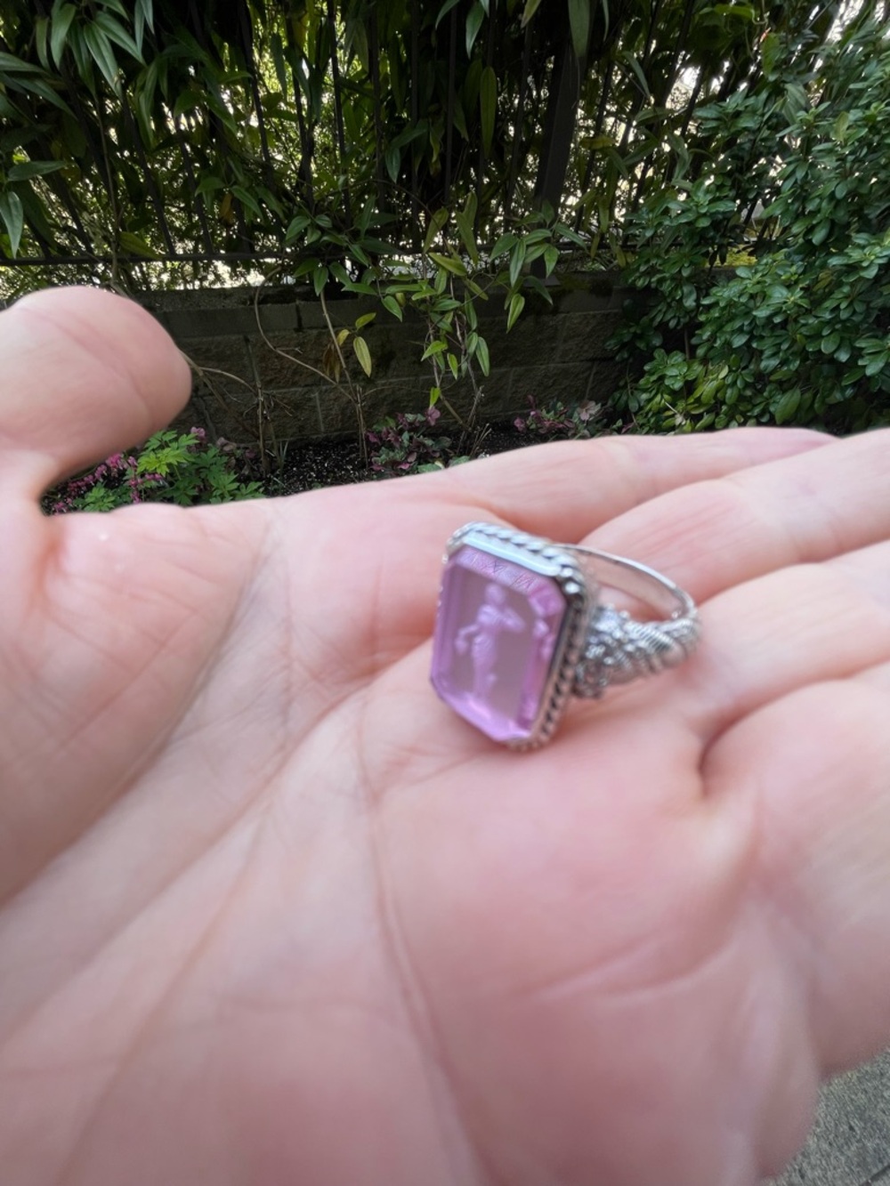 Judith Ripka Pink Crystal Cameo Ring in Silver Tone - Picture 15 of 16